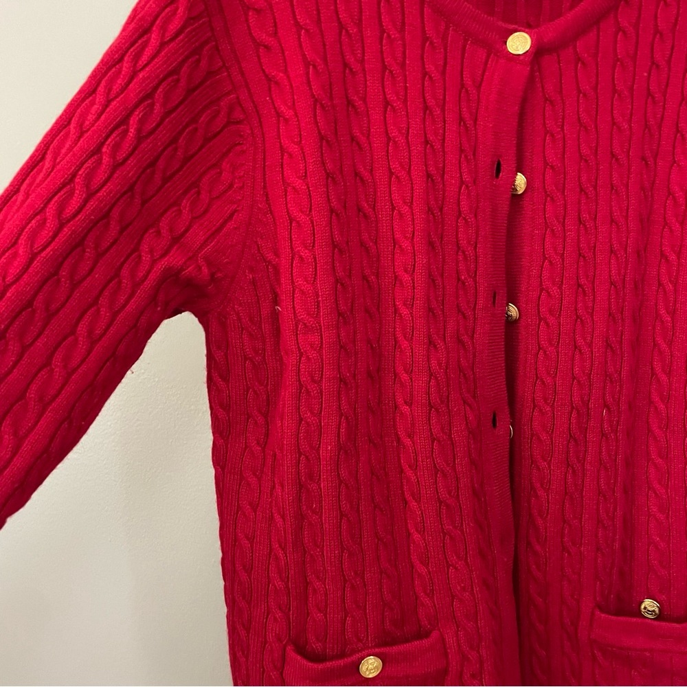 Red Wool Talbots Cardigan - Picture 2 of 5